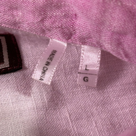 Patrick James Shirt Mens Large Pink Linen Button Up Classic Fit Casual - Picture 8 of 10